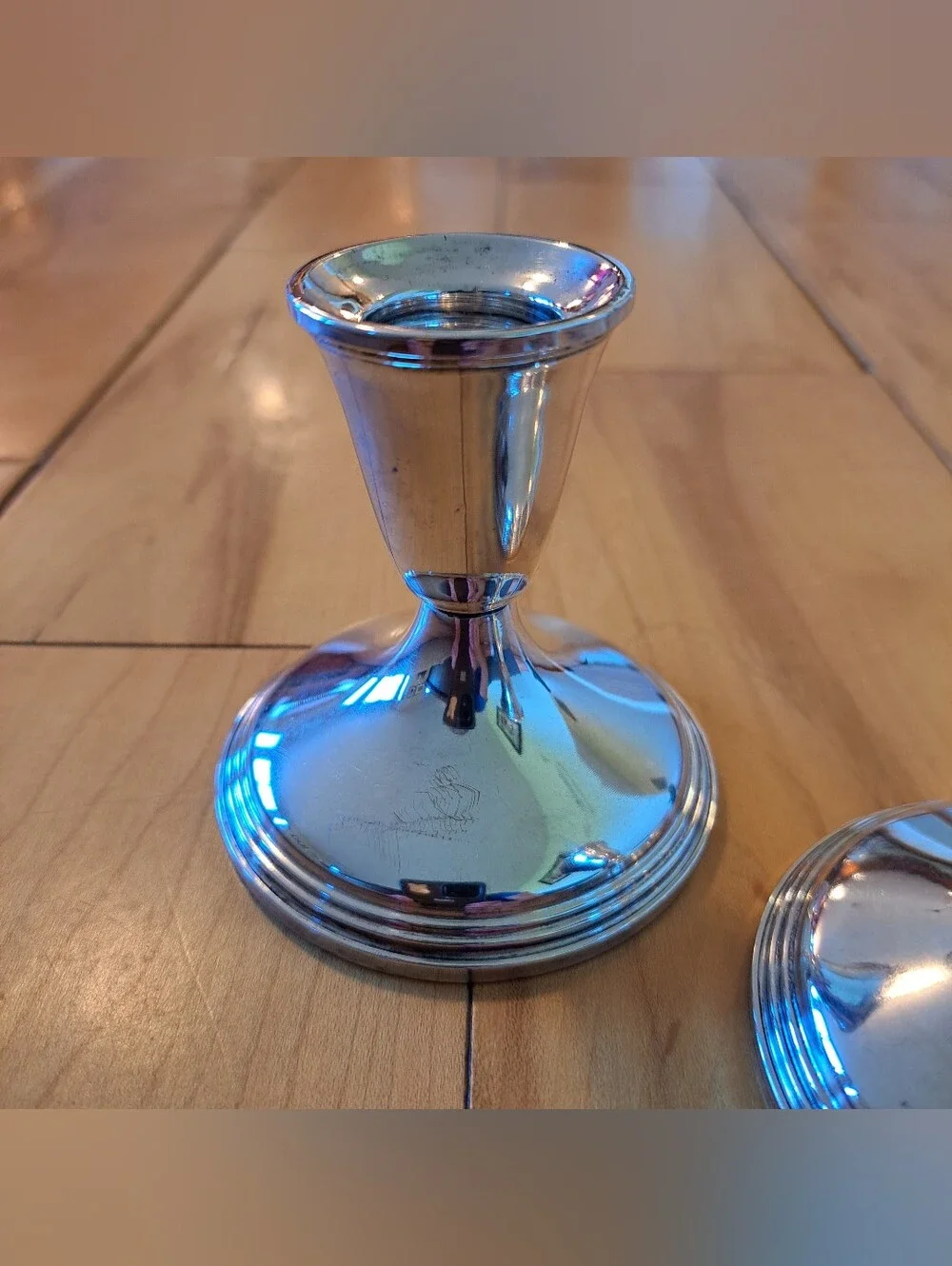 Vintage EMPIRE Sterling Weighted Candlestick Holder Pair #386 3